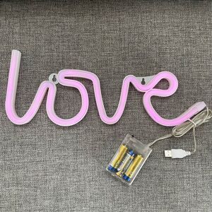 Love Script Battery Computer Charge Light Wall Hanging 14” x 5”